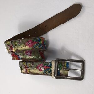 Leather Island belt designed by Bill Lavin distressed with dragons.